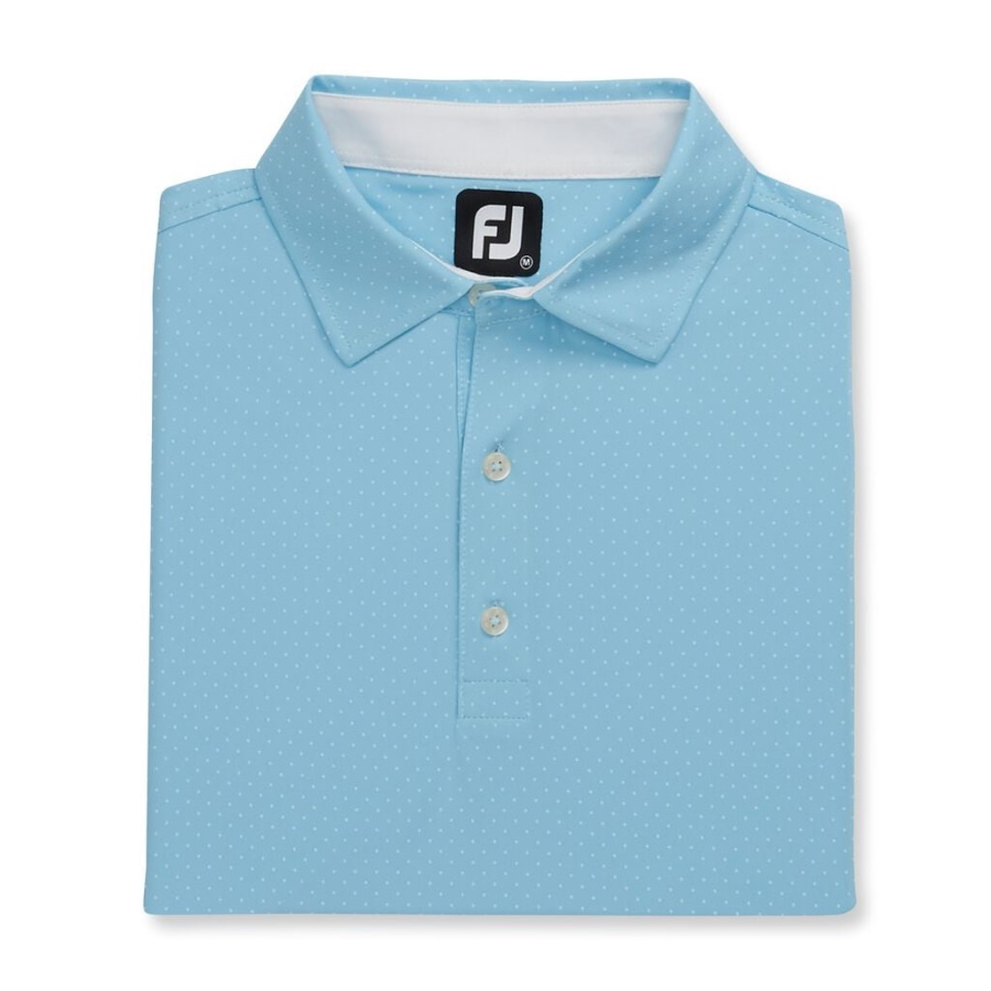Footjoy Danmark Blå Stretch Lisle Prik Print Selv Krave