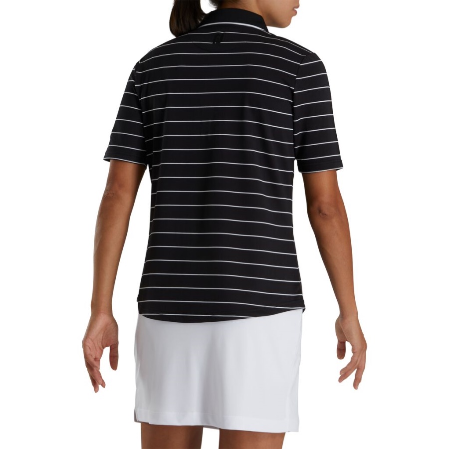 Pique Halværmet Nålestribe Kvinder Footjoy Danmark Sort