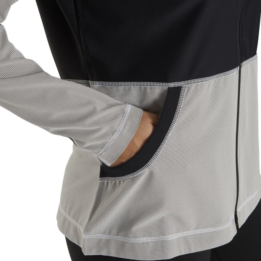 Footjoy Danmark Fuld Lynlås Mini Stribe Mellemlag Kvinder Forrige Sæson Stil Sort