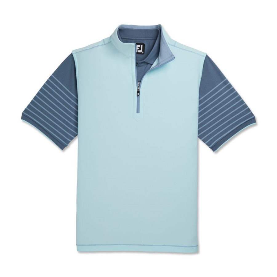 Kvart Lynlås Vest Med Børstet Ryg Azurblå Footjoy Danmark