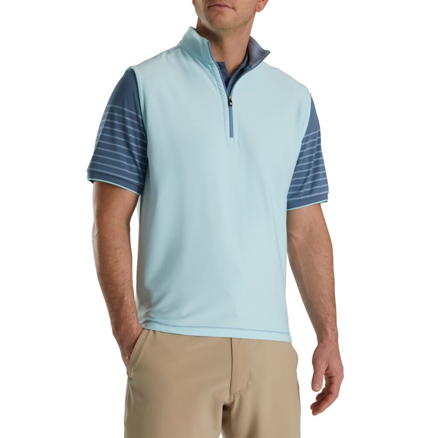 Kvart Lynlås Vest Med Børstet Ryg Azurblå Footjoy Danmark