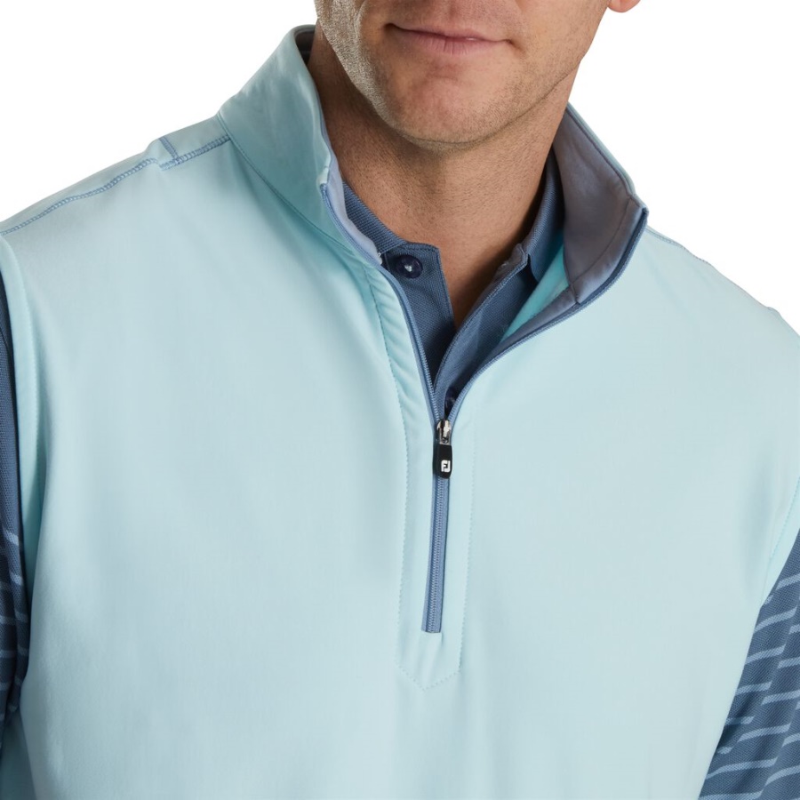 Kvart Lynlås Vest Med Børstet Ryg Azurblå Footjoy Danmark