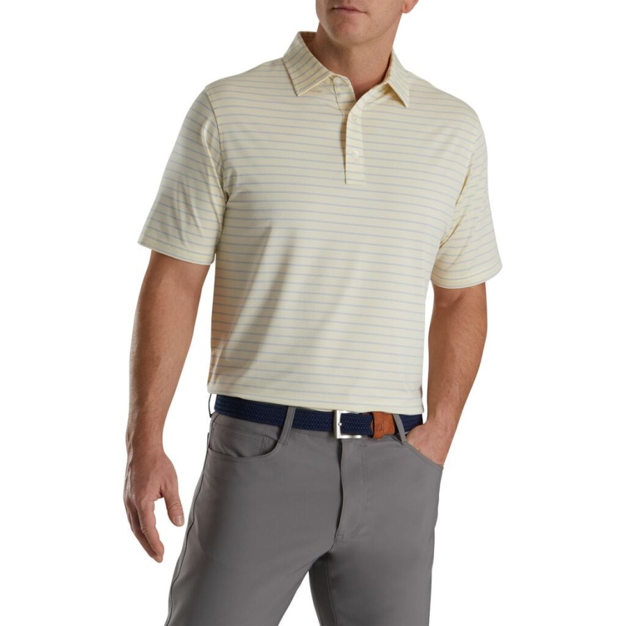 Footjoy Danmark Triple Nålestribe Lisle Self Collar Limonade