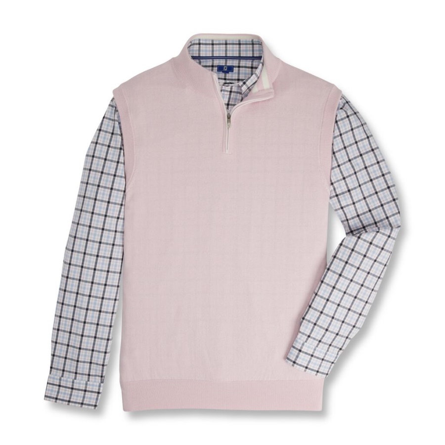 Quarter Zip Sweater Vest Forrige Sæson Stil Pink Footjoy Danmark