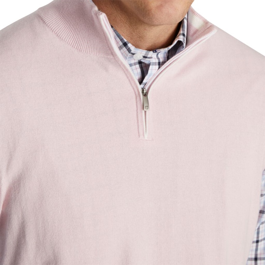 Quarter Zip Sweater Vest Forrige Sæson Stil Pink Footjoy Danmark