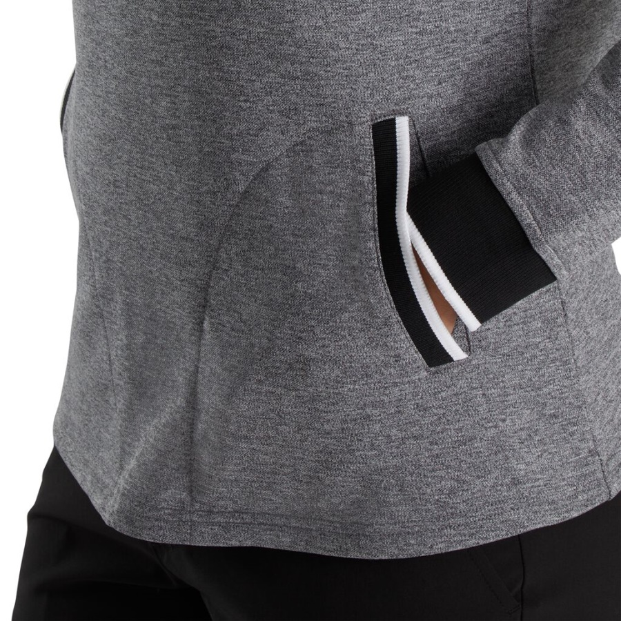 Footjoy Danmark Halv Lynlås Fleece Ryg Pique Mellemlag Kvinder Sort