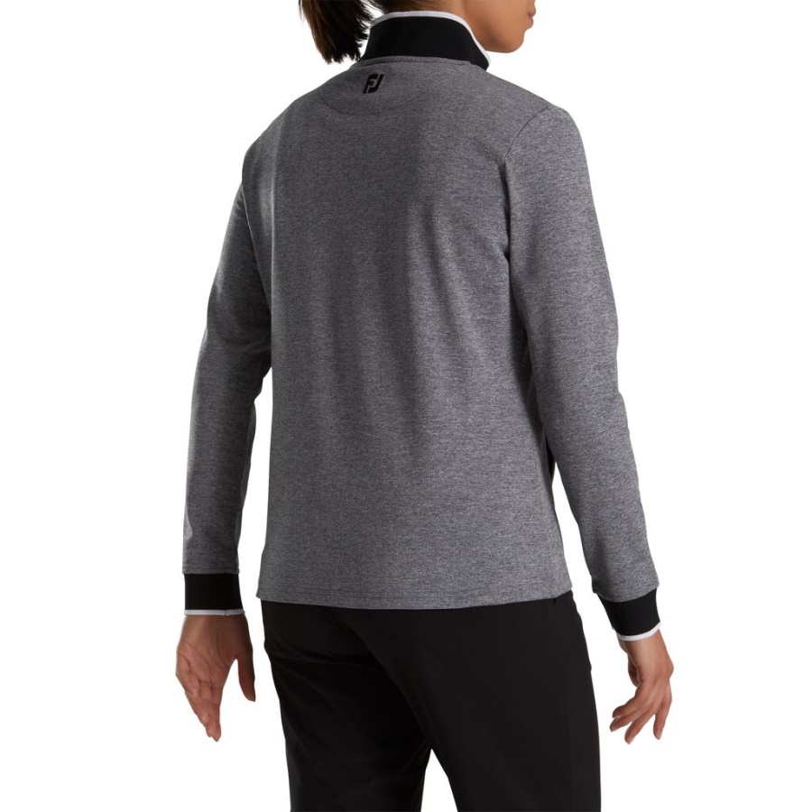 Footjoy Danmark Halv Lynlås Fleece Ryg Pique Mellemlag Kvinder Sort