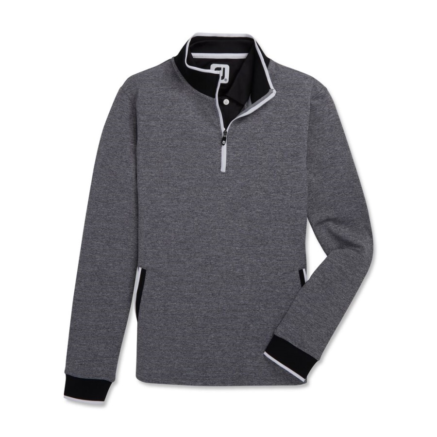 Footjoy Danmark Halv Lynlås Fleece Ryg Pique Mellemlag Kvinder Sort