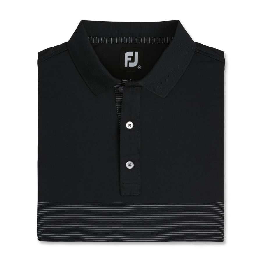 Footjoy Danmark Lisle Konstrueret Pin Stripe Self Krave Sort