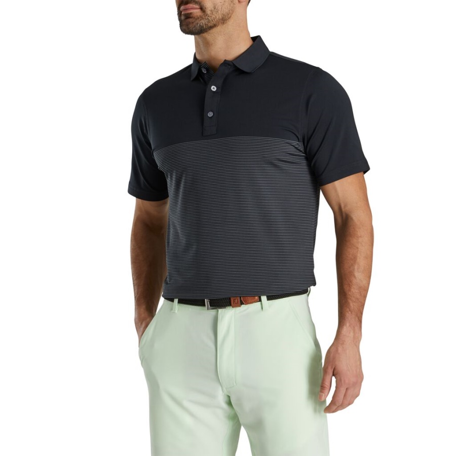 Footjoy Danmark Lisle Konstrueret Pin Stripe Self Krave Sort