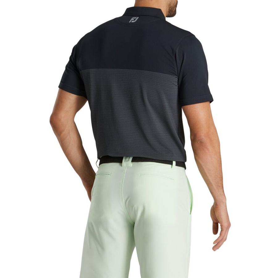 Footjoy Danmark Lisle Konstrueret Pin Stripe Self Krave Sort