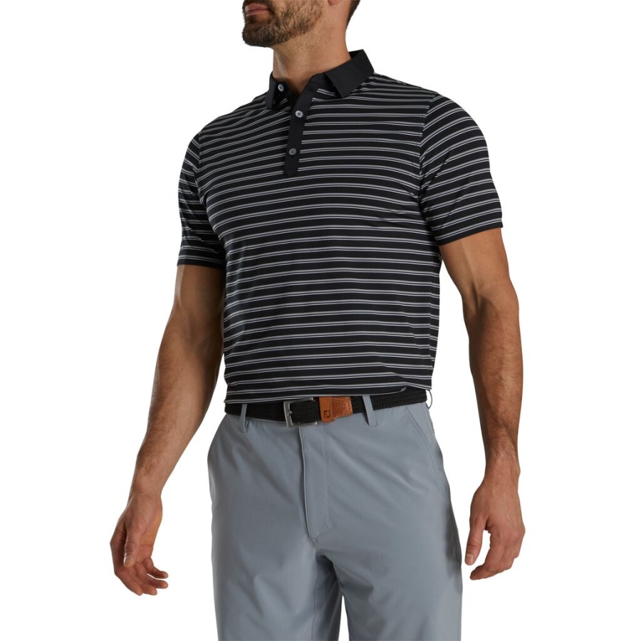 Atletisk Pasform Multistribet Lisle Self Krave Footjoy Danmark Sort