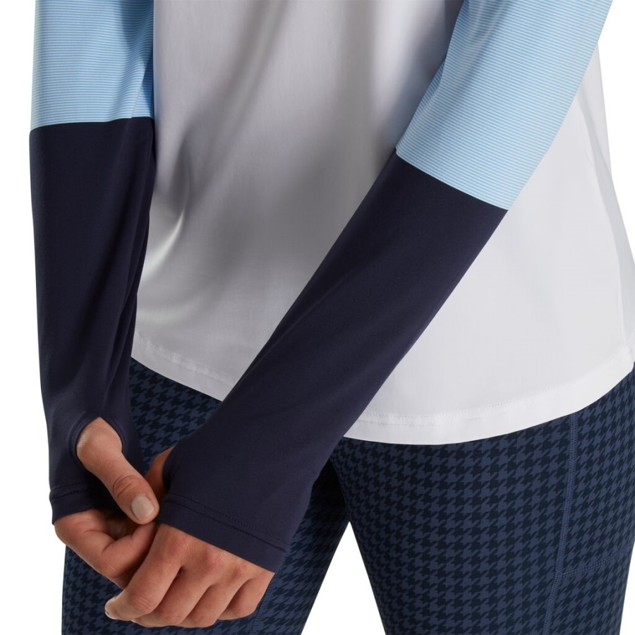 Micro Stripe Solbeskyttelsesskjorte Kvinder Hvid Footjoy Danmark