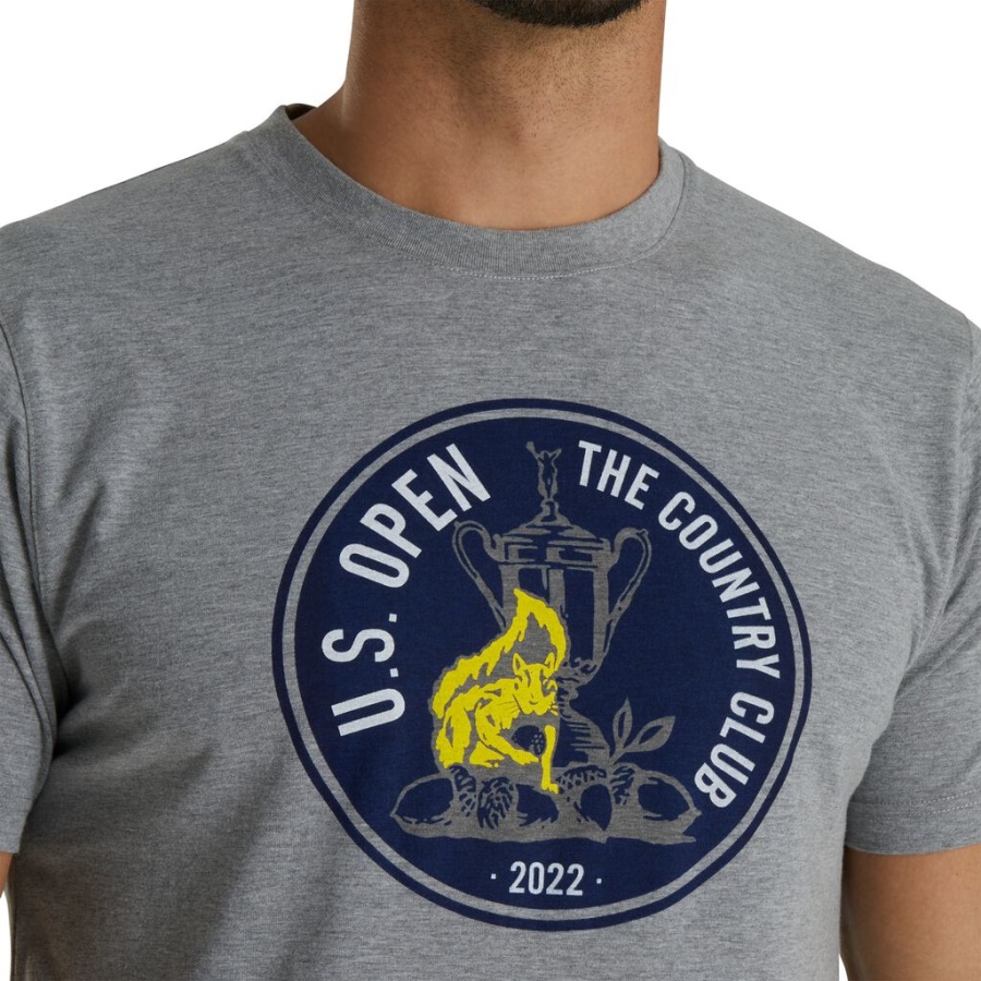 2022 U.s. åben Cirkel Grafisk T-shirt Forrige Sæson Stil Footjoy Danmark Grå