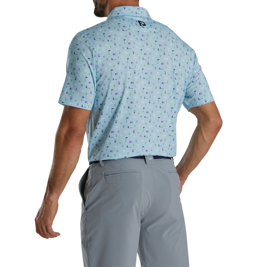 Blå Transfusion Print Lisle Self Krave Footjoy Danmark