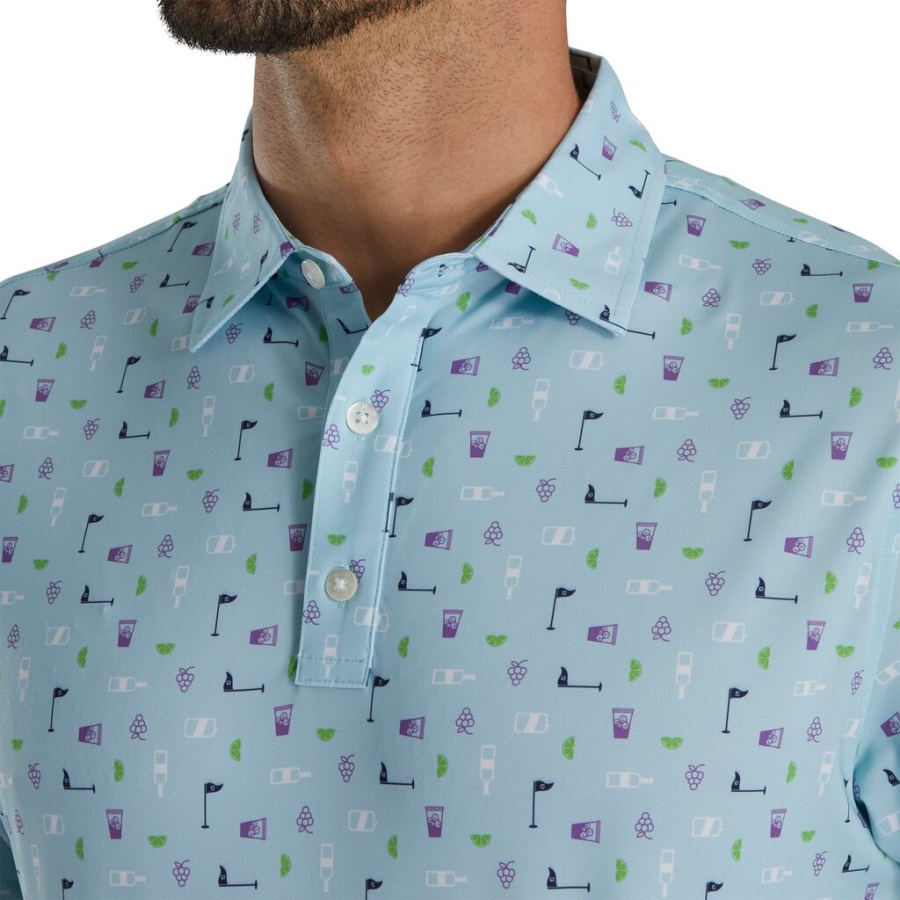 Blå Transfusion Print Lisle Self Krave Footjoy Danmark