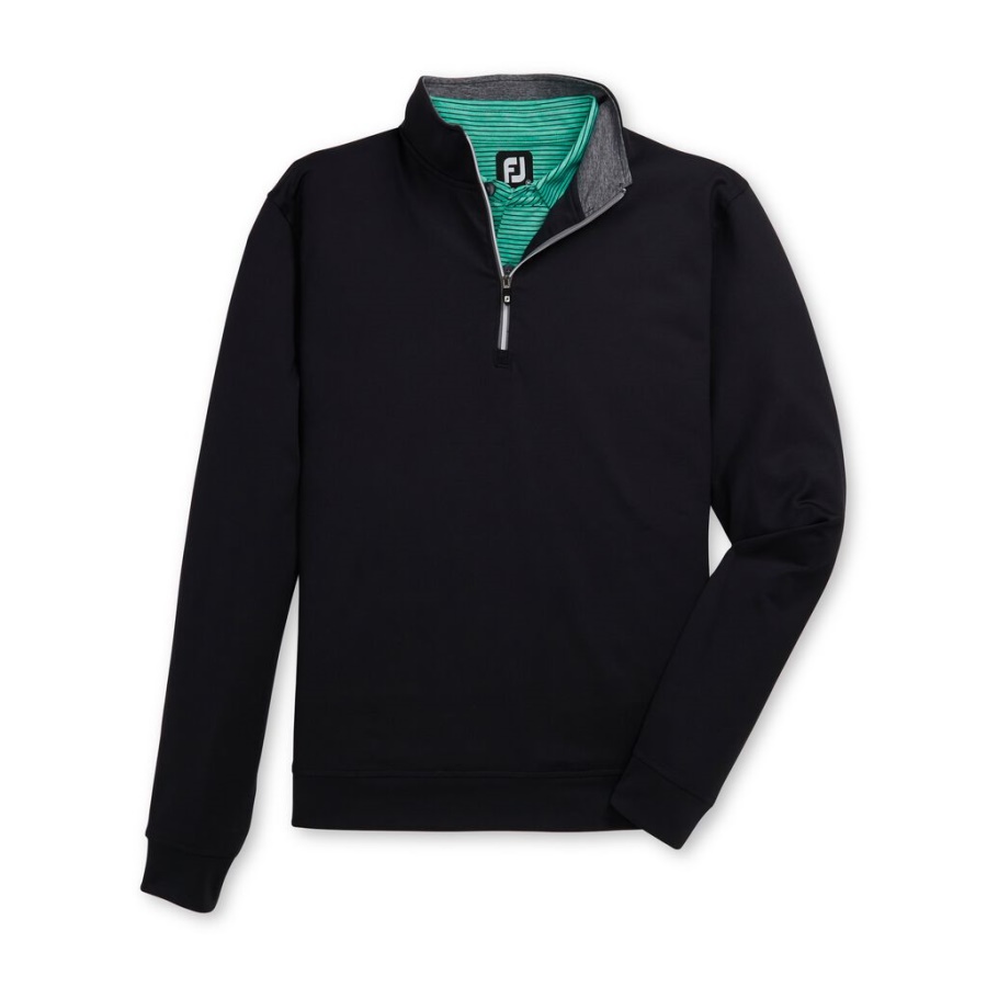 Pullover Med Halv Lynlås Sort Footjoy Danmark