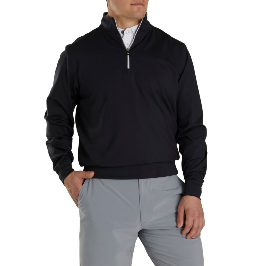 Pullover Med Halv Lynlås Sort Footjoy Danmark